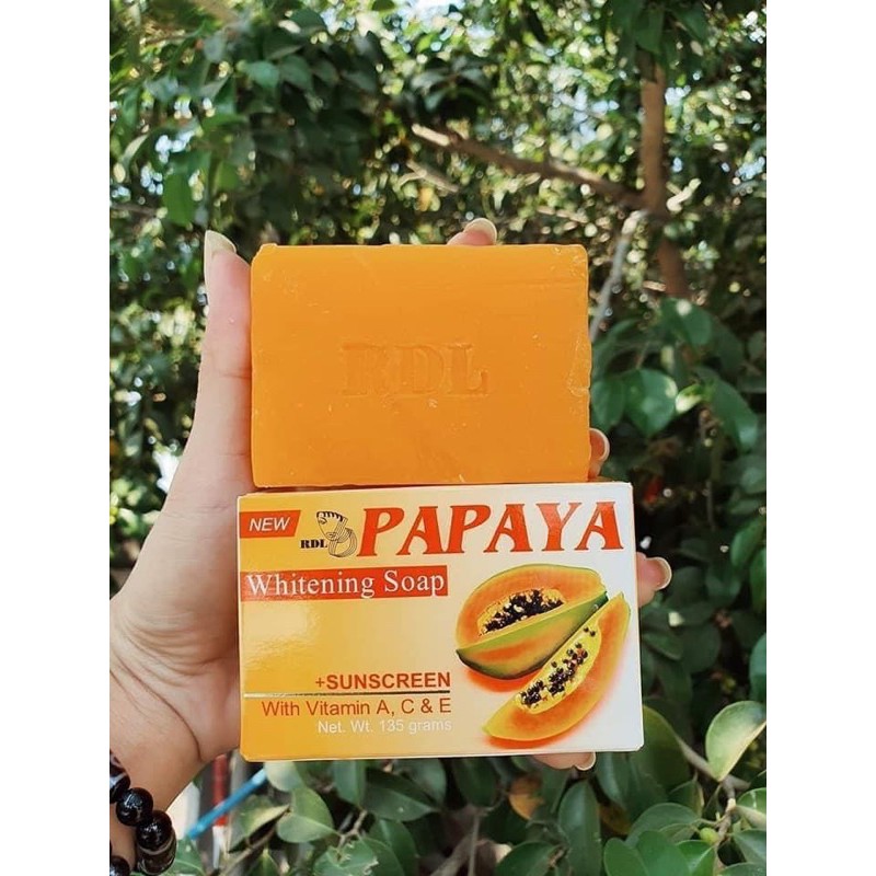ส่งฟรีสบู่มะละกอ-rdl-นำเข้าจากประเทศฟิลิปปินส์-papaya-whitening-soap-with-sunscreen