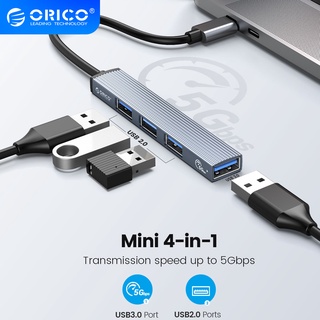 สินค้า Orico อะแดปเตอร์ฮับ Type C อะลูมิเนียม 4 พอร์ต USB 3.0 2.0 บางพิเศษ แบบพกพา สําหรับคอมพิวเตอร์