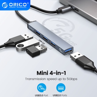 ภาพขนาดย่อของสินค้าOrico อะแดปเตอร์ฮับ Type C อะลูมิเนียม 4 พอร์ต USB 3.0 2.0 บางพิเศษ แบบพกพา สําหรับคอมพิวเตอร์