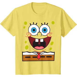 เสื้อยืดผู้ เสื้อยืดคอกลม แขนสั้น ผ้าฝ้าย พิมพ์ลาย Spongebob Squarepants หน้ายิ้ม ขนาดใหญ่ แฟชั่นฤดูร้อน สําหรับผู้ชาย S