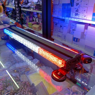 ไฟ LED ไฟไซเรน แดง-ขาว-น้ำเงิน ไฟฉุกเฉิน ไฟกู้ภัย ไฟซเรนติดหลังคา 60cm 4ท่อน 2หน้า ไม่มีข้าง 3W 12V พร้อมขาแม่เหล็ก