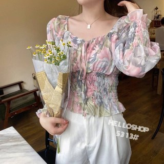 ♡♡♡Summer love ♡♡♡เสื้อลายดอกพาสเทลสีสันสดใสน่ารักเหมาะกับน่าร้อน ผ้าชีฟองอย่างดี ใส่สบาย