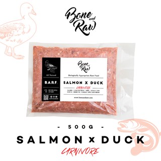 อาหารบาร์ฟ (แมว) BARF. สูตรปลาแซลมอนผสมเป็ด | (500g) - Salmon x Duck (Carnivore)