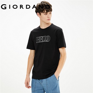 HH Giordano ผู้ชายเสื้อยืดสไตล์อินเทรนด์สีเปลี่ยนการออกแบบเสื้อยืดพิมพ์ตัวอักษรแขนสั้นลำลอง Comfy เสื้อยืด cotton