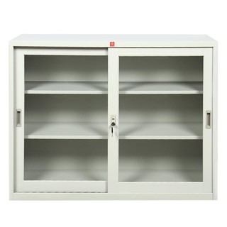 File cabinet CABINET STEEL KSG-120-TG Office furniture Home & Furniture ตู้เอกสาร ตู้เหล็กบานเลื่อนกระจก KSG-120-TG สีเท