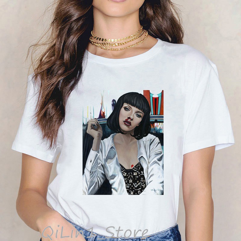 เสื้อเด็กหญิง-เยื่อกระดาษนิยายภาพยนตร์-mia-wallace-เสื้อผู้หญิงฤดูร้อนเควนติน-tarantino-ulzzang-เ