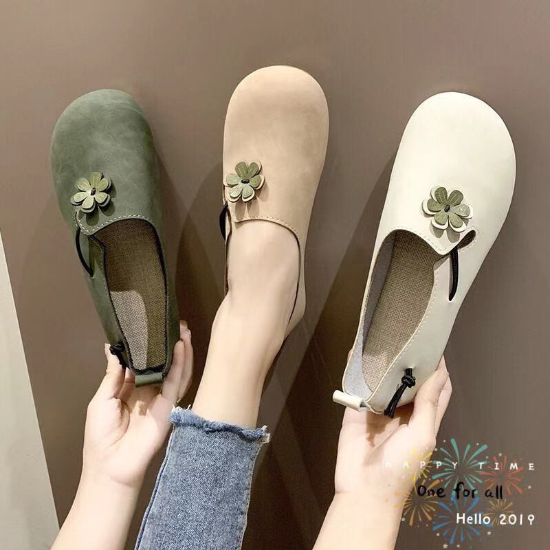 ราคาและรีวิวพร้อมส่ง  TX41 รองเท้าแตะผู้หญิง รองเท้าเฟชั่น รองเท้าผ้าใบผู้หญิง รองเท้า Peas หญิง 2019 ฤดูใบไม้ร่วงดอกไม้ใหม่รองเท้า