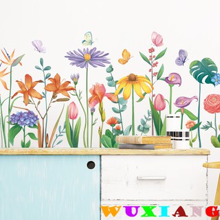 【wuxiang】สติกเกอร์ติดผนัง ลายดอกไม้ หลากสี สําหรับตกแต่งห้อง