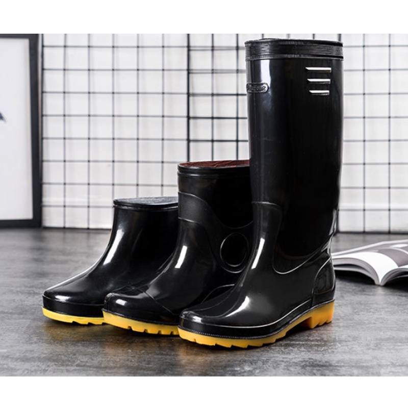 รองเท้าบูทกันฝนผู้ชายกลางแจ้งสูง-42-ซม-สีดำ-กันน้ำ-กันลื่น-รองเท้าชาวประมง