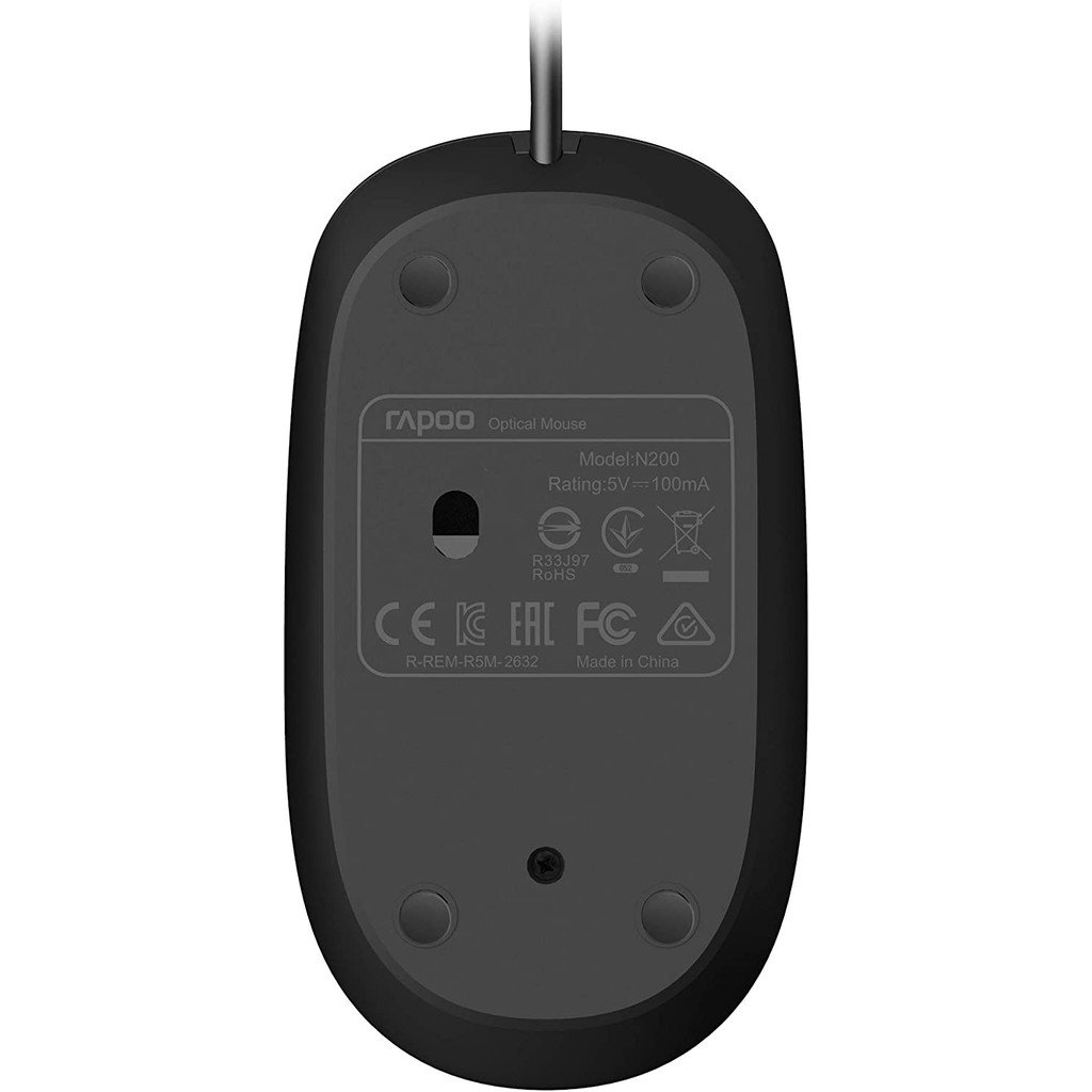 rapoo-n200-wired-optical-mouse-black-เมาส์-สีดำ-ของแท้-ประกันศูนย์-2ปี