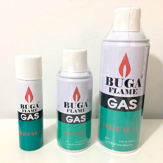 รูปภาพสินค้าแรกของแก๊สกระป๋อง บูก้า Buga แก๊สเติมไฟแช็ค BUGA FLAME GAS refill เติมไฟแช็ค