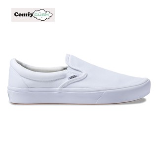 VANS Comfycush Slip-on True White รองเท้า แวนส์ แท้ สลิปออน ทรงสวม ขาวล้วน แบบเบา ได้ทั้งชายและหญิง