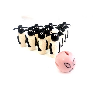 SHAUN THE SHEEP BOWLING SHAUN &amp; 9FRIENDS + PIG BALL SET (no packaging)