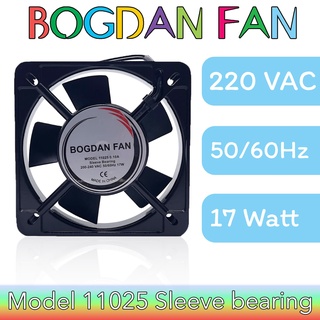 พัดลม BOGDAN FAN 11025 4"AC 200-240V 50/60Hz 17W Sleeve Bearing ระบายความร้อน แบบมีสาย ตัวเหล็ก ใบพลาสติก