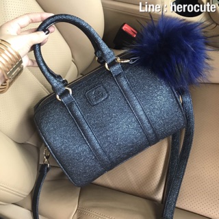 KEEP Glitter Charcoal leather Pillow bag ส่งฟรีEMS