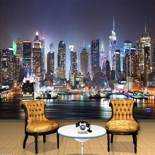 วอลล์เปเปอร์ติดผนัง ลายเมืองนิวยอร์ก 3D สําหรับตกแต่งบ้าน ห้องนั่งเล่น พื้นหลังทีวี
