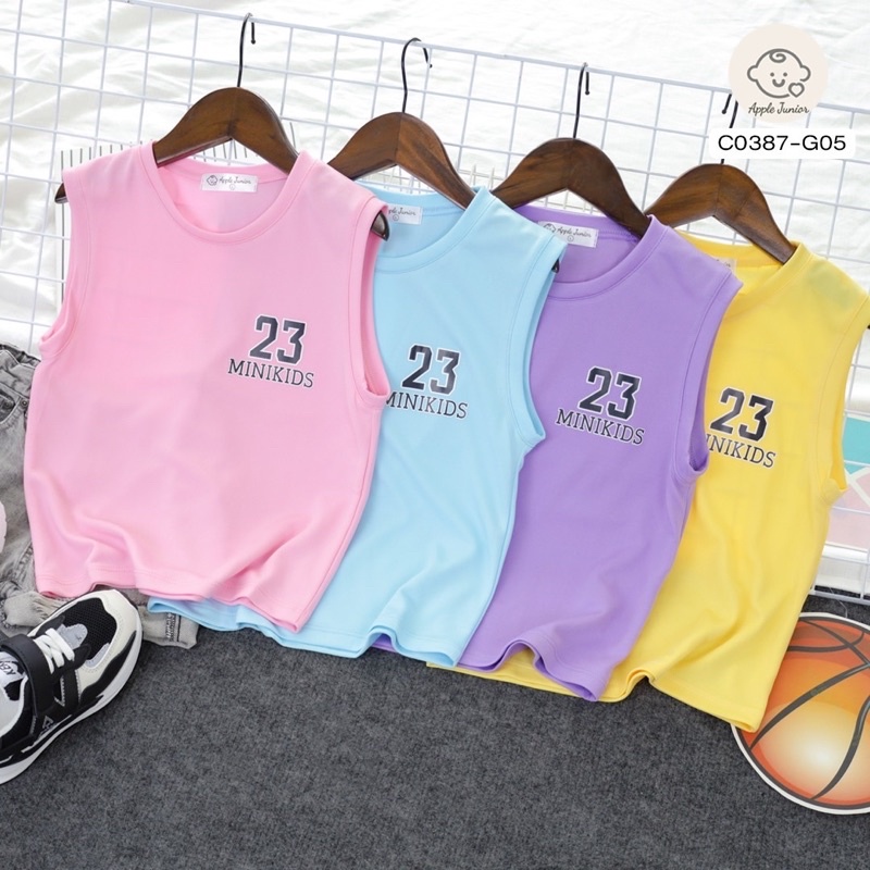 เสื้อกล้ามกีฬาเด็ก-ลายminikids23-สีพาสเทล