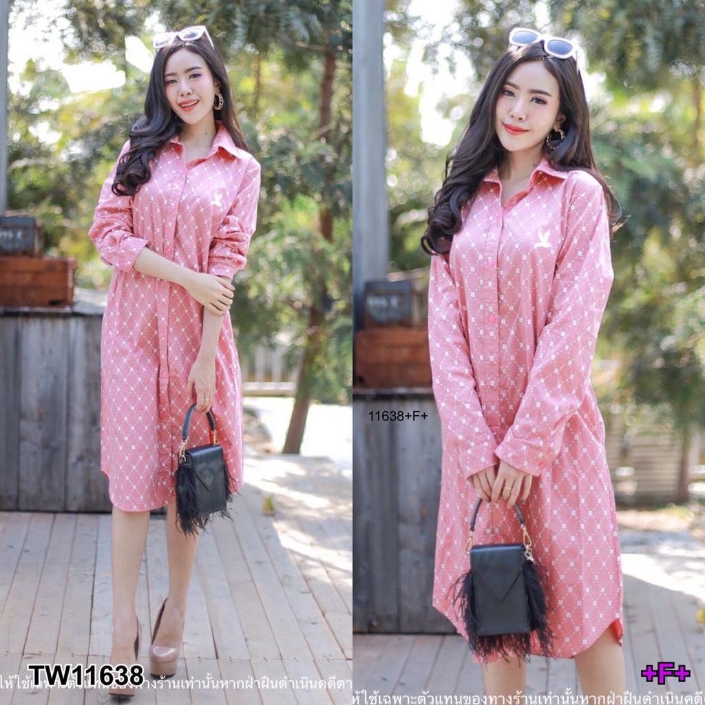 ak-11638-dress-เดรสเชิ้ตกระดุมหน้า-แขนยาว