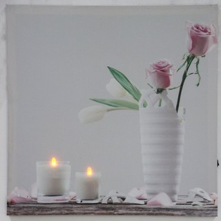 รูปภาพติดผนัง LED ความหมายดอกไม้ในแจกัน size 40x40 cm.(18213)