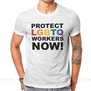 ขายดี!Lgbt Gay Rainbow Pride Protect Lgbtq Workers Now เสื้อยืดลําลอง แขนสั้น คอกลม คุณภาพสูง สไตล์วินเทจ สําหรับผู้ชายS