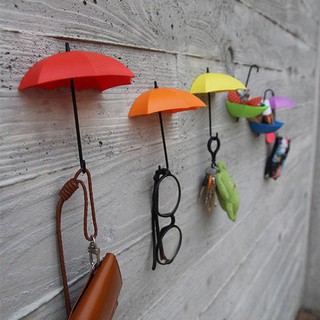 ตะขอแขวนติิดผนัง รูปร่ม 3 ชิ้น 3Pcs Colorful Umbrella Wall Hook Key Hair Pin Holder Organizer Decorative