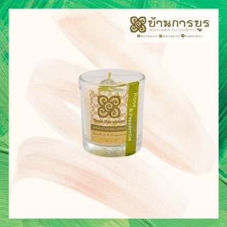 [ANC001-024]บ้านการบูร เทียนหอม กลิ่น กุหลาบ เปปเปอร์มิ้นต์ Baankaraboon Aromatic Natural Candle Rose &amp; Peppermint Scent