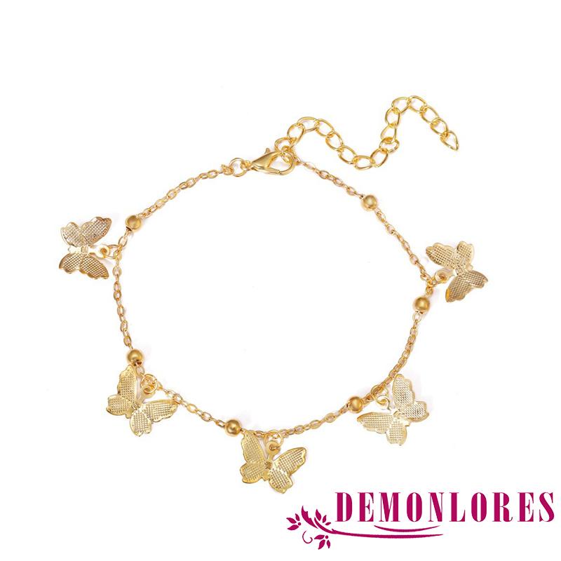 demq-women-girls-casual-anklet-solid-color-butterfly-pendant-adjustable-chain-anklet-silver-golden
