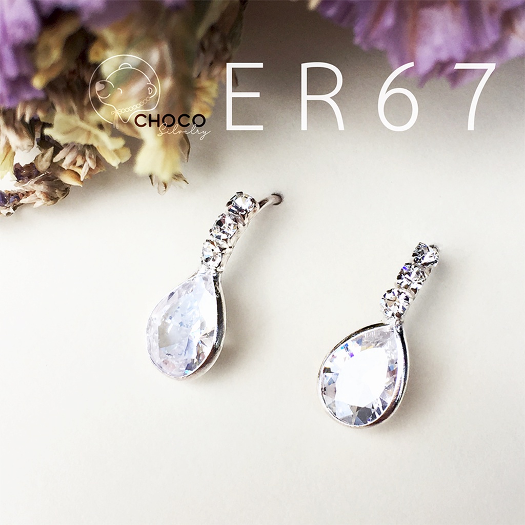 s925-ต่างหูเงินแท้-เพชร-cz-sterling-silver-stud-and-drop-earrings