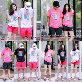 เสื้อคอกลมสกรีนลาย+กางเกงขาสั้น TW 9479 / 9480