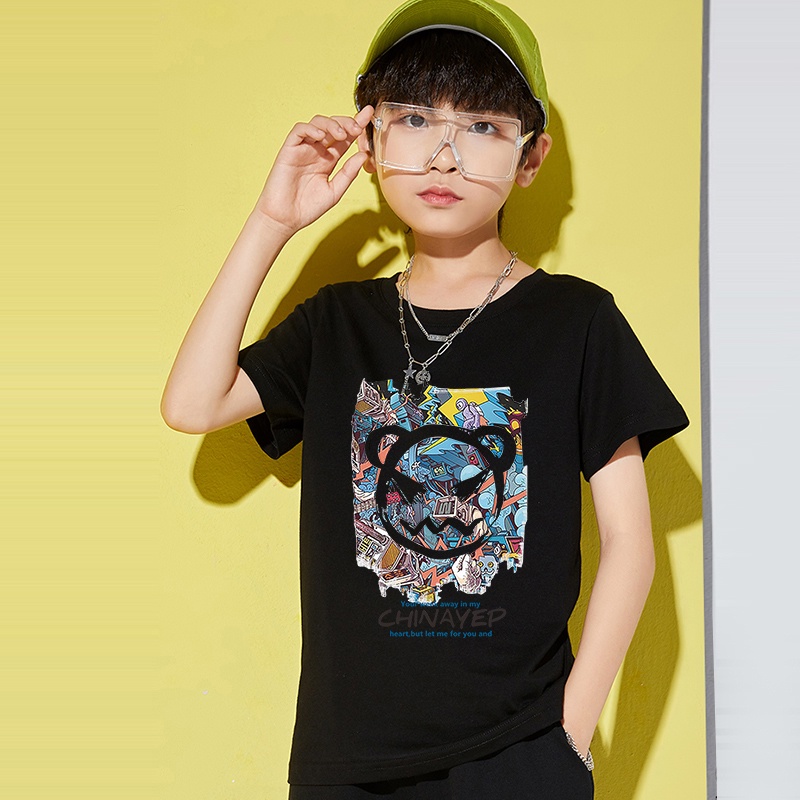 h197เสื้อืดเด็กแขนสั่งแฟชั่งลายสวยการ์ตูนน่ารัก-ใส่ได้ทั้งเด็กชายและเด็กหญิง