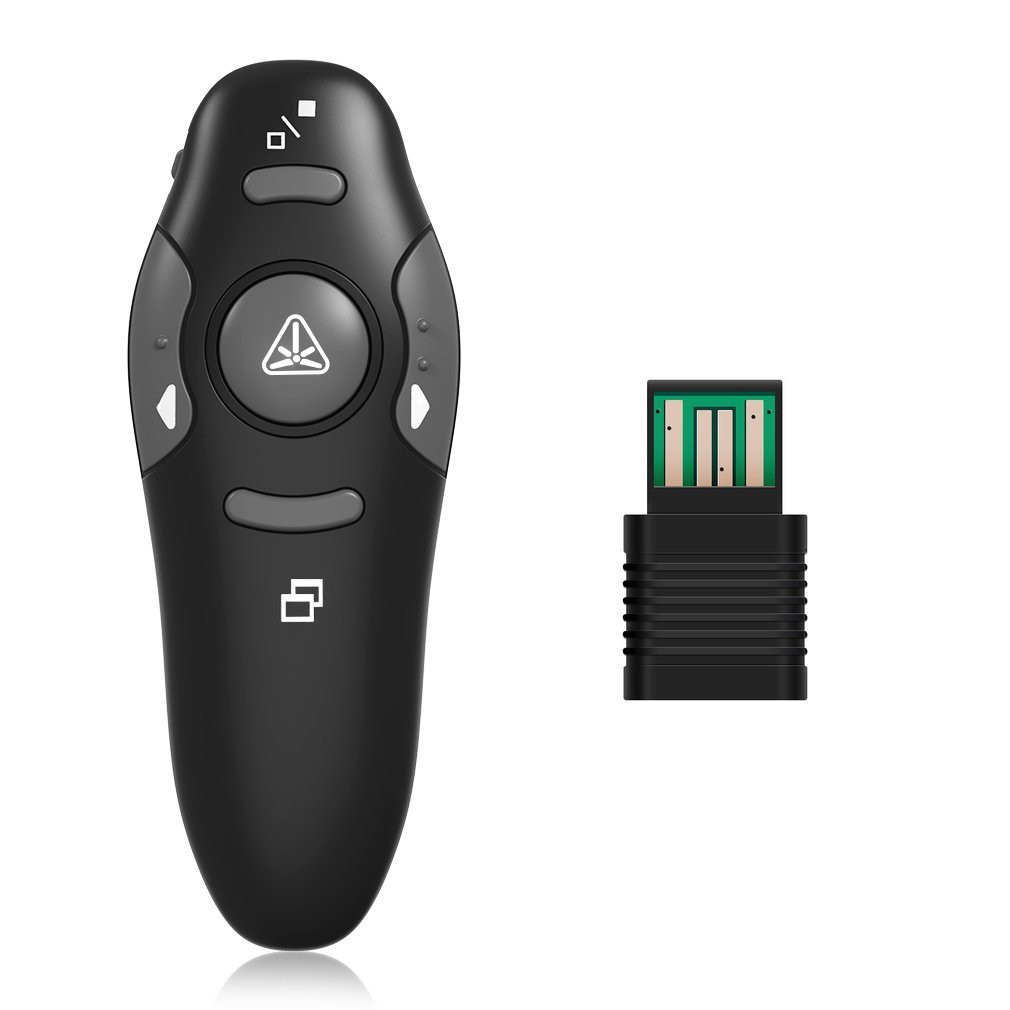 cod-พ้อยเตอร์-เป่า-wireless-presenter-usb-remote-control-presentation-mouse-laser-pointer-black
