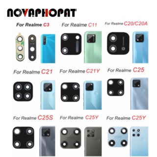 Novaphopat เลนส์กระจกกล้องด้านหลัง แบบเปลี่ยน พร้อมกาว สําหรับ Realme C3 C11 2021 C12 C15 C17 C20 C20A C21 C21Y C25 C25S C25Y C35 7 8 4G 5G Pro