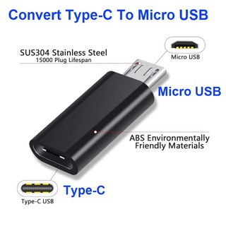 อะแดปเตอร์ หัวแปลง Type C ไปเป็น หัว Micro USB สีดำ ( Convert USB Type-C To  Micro USB  Adapter Black )