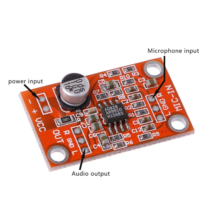 ev-ad828-บอร์ดโมดูลพรีแอมป์ไมโครโฟนไดนามิก-สําหรับ-dc-3-8v