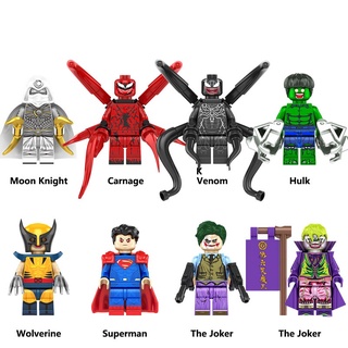 ขายดี ของเล่นตัวต่อฟิกเกอร์ Super Heroes Moon Joker Spider Knight Man ขนาดเล็ก สําหรับเด็ก