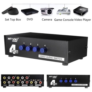 MT- VikI 4 Ports AV Switcher Manual RCA Video Audio Switch for DVD HDTV STB VCD (Black)