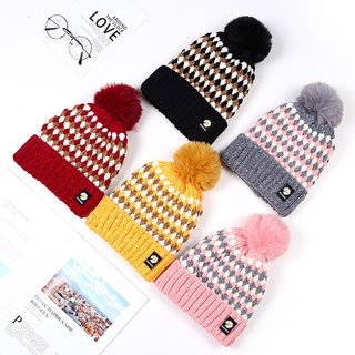 สินค้า (M-004)หมวกไหมพรม ผู้หญิงฤดูหนาวเวอร์ชั่นเกาหลี หมวกกันหนาวฤดูหนาวกำมะหยี่ ป้องกันความหนาว M-004