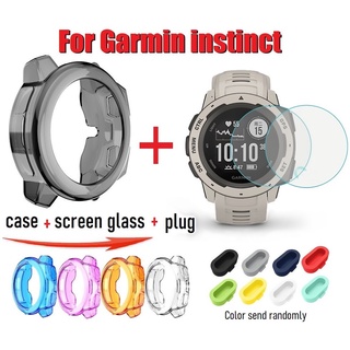 ภาพขนาดย่อของภาพหน้าปกสินค้าซิลิโคนกันรอย soft silicone case Garmin instinct เคสกันรอย เคสนาฬิกา Garmin Instinct Case +Screen Protector + Anti-shatter Dust Plug Garmin Instinct Screen Protector/ Instinct Tactical/ Instinct Solar Protective Cover Clear TPU Instinct Case จากร้าน ft.th บน Shopee