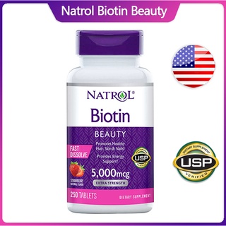 ภาพขนาดย่อของสินค้า(Exp.09/2023)Natrol Biotin Beauty 5000 mcg 250 Tablets