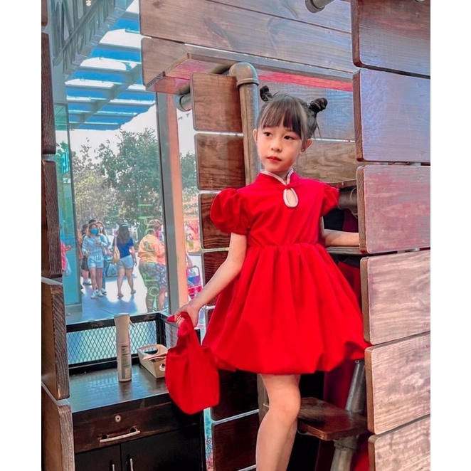 ชุดตรุษจีน-ชุดตรุษจีนเด็ก-ชุดอาหมวย-พร้อมส่งกระโปรงทรงบอลลูน-แถมฟรีถุงผ้ารับอั่งเปา-พร้อมส่ง-ชุดกี่เพ้า-ชุดเด็ก
