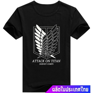 Attack on Titanเสื้อยืดลำลอง Mens Attack On Titan Survey Corps T-Shirt Anime Costume Tee Attack on Titan Short sleeve T