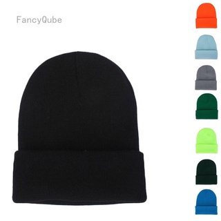 Fancyqube หมวกบีนนี่ถักผ้าขนสัตว์ยืดหยุ่นสไตล์ฮิปฮอปสําหรับผู้หญิงและผู้ชาย