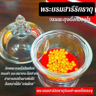 พระบรมสารีริกธาตุวรรณะสีทองอุไร (ชุดละ5องค์+ผอบใส) บูชาเสริมความสิริมงคล สามารถเสด็จมาเพิ่มได้ตามแต่บารมีของผู้บูชา