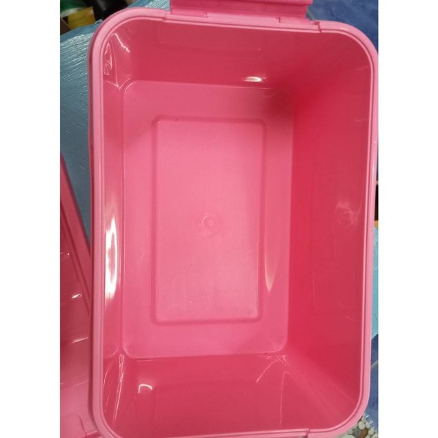 กล่องพลาสติกใส่ของอเนกประสงค์สีชมพูหวานกล่องแถมมาไม่ได้ใช้เลยค่ะ-ขนาด-13-26-16-cm