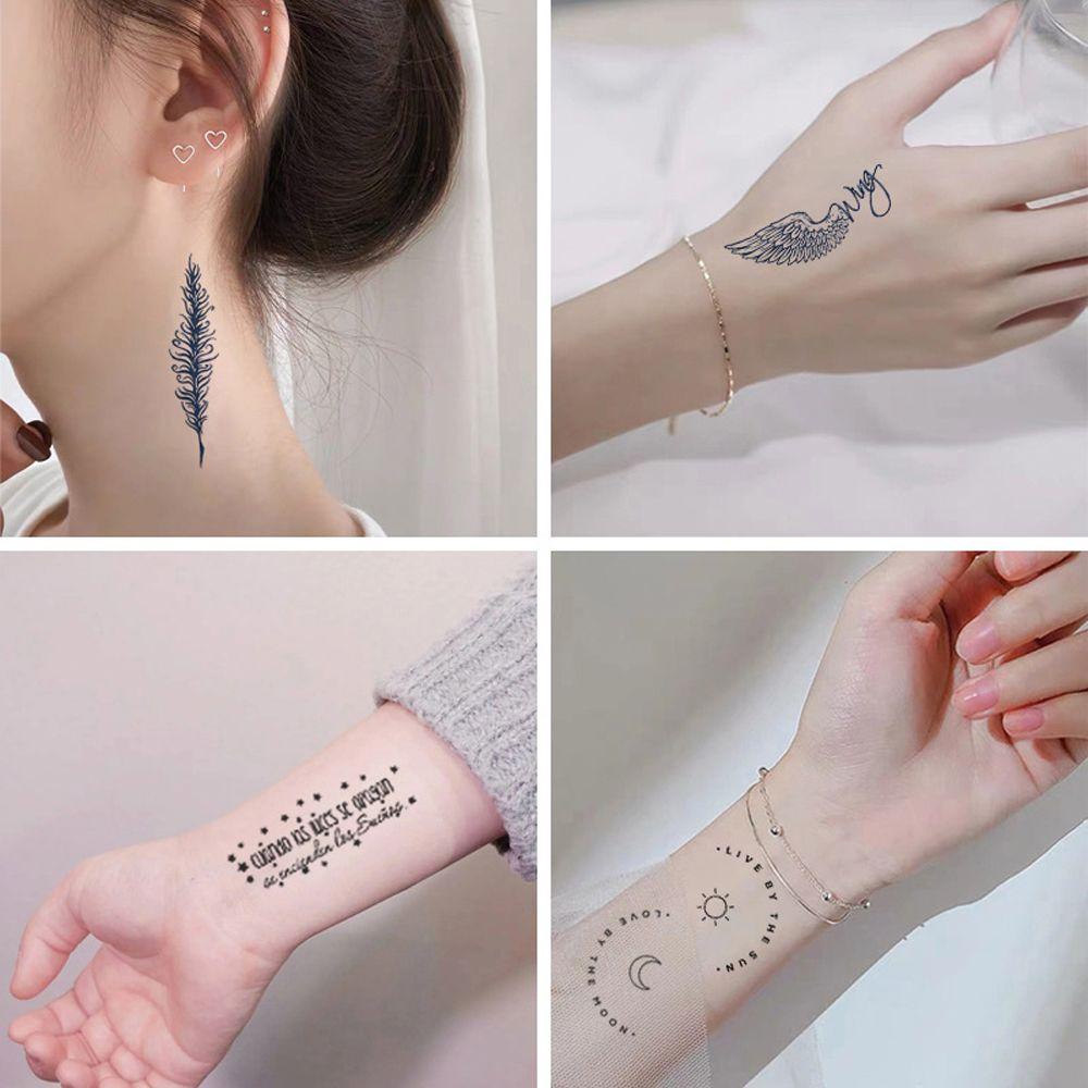 bliss-สติกเกอร์รอยสักชั่วคราว-ลายตัวอักษรภาษาอังกฤษ-สีดํา-กันน้ํา-สไตล์จีน-สําหรับผู้หญิง-และผู้ชาย