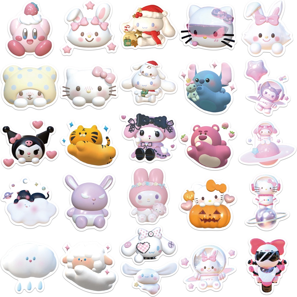 สติกเกอร์-ลายการ์ตูน-my-melody-hello-kitty-kuromi-cinnamoroll-pompompurin-little-twin-star-snoopy-keroppi-kirby-sanrio-สําหรับตกแต่ง-diy-จํานวน-50-ชิ้น