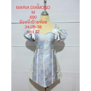 เดรสสั้น สีลายฟ้าม่วง MARIA DIAMOND SIZE M