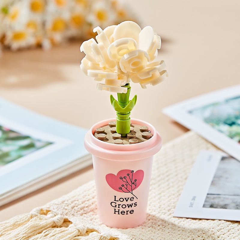 ของเล่นบล็อกตัวต่อ-รูปดอกไม้-ของที่ระลึก-ของสะสม-สไตล์คลาสสิก-สําหรับเด็ก