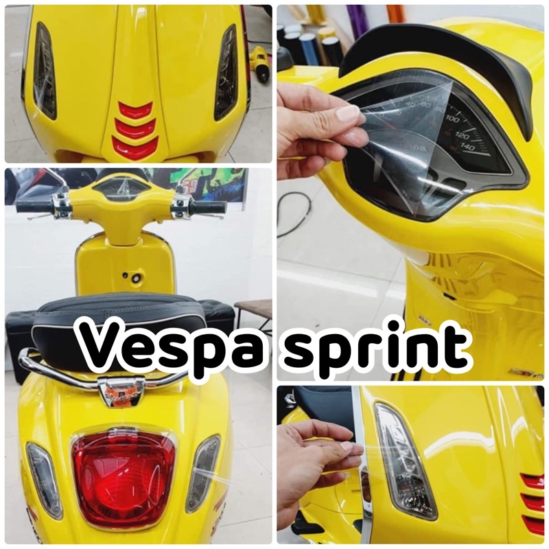 ภาพหน้าปกสินค้าVespa ฟิล์มกันรอย ครบเซ็ต ฟิล์มชุดไฟVESPA sprint125-150 สติ๊กเกอร์ Vespa (ไมล์+ไฟหน้า+ไฟเลี้ยวหน้า/หลัง /ไฟท้าย)