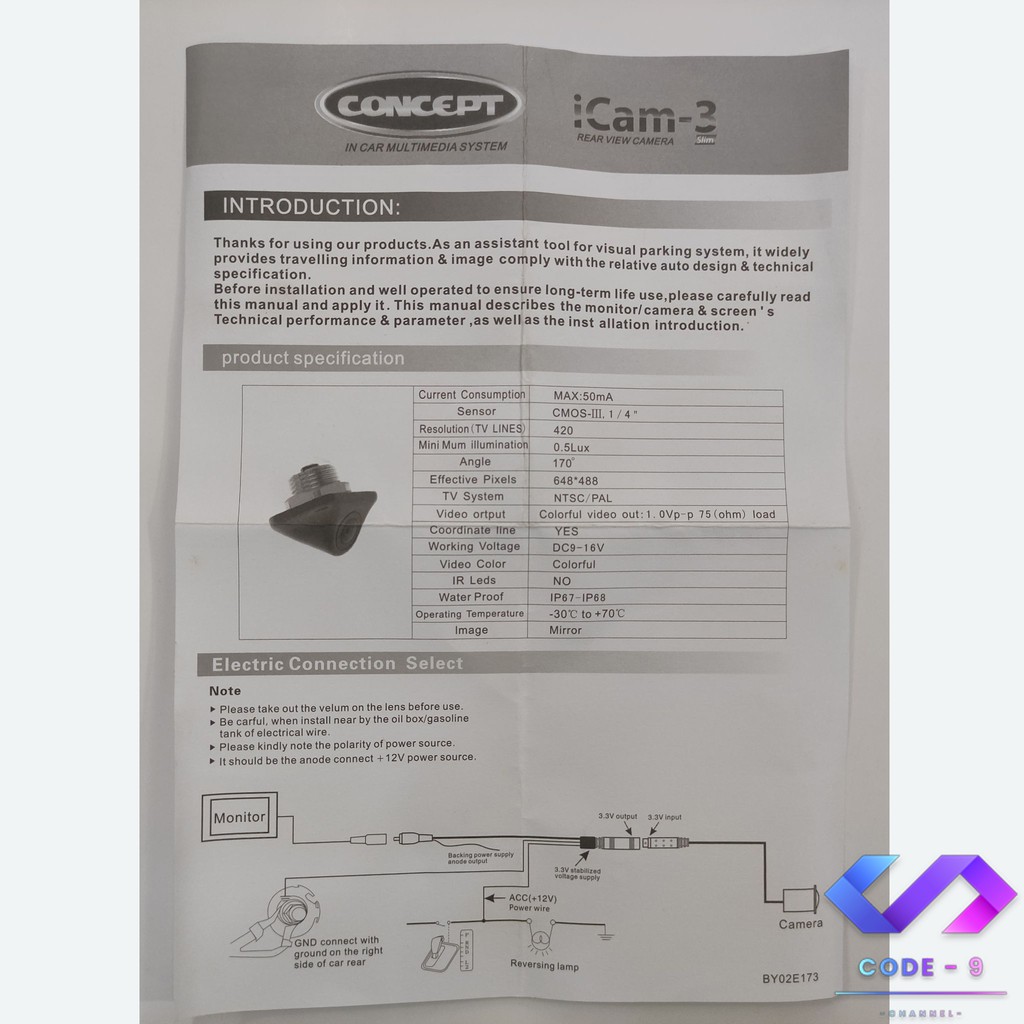 กล้องมองหลังรถยนต์สำหรับกล้องติดรถยนต์ CONCEPT I-CAM3 สำหรับทุกรุ่น ...